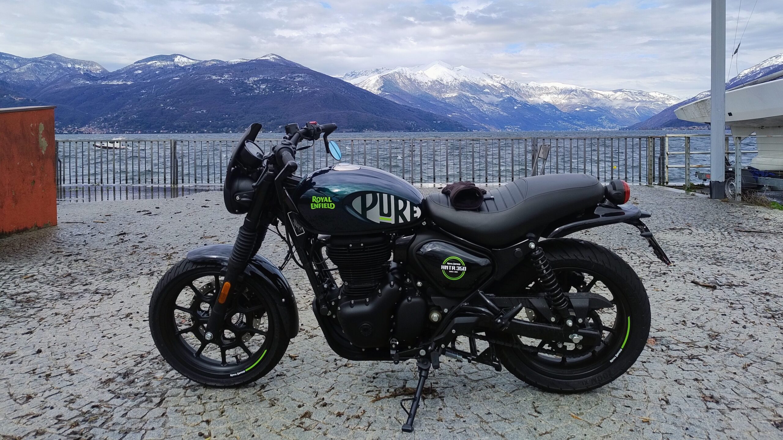 Luino seen from the lake on a Sunday in March