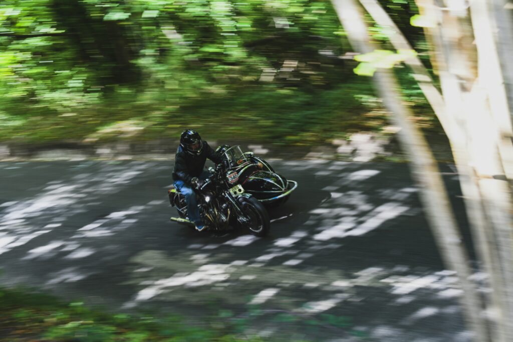 Motorcycle at rest in warm light — end of day in mid-March
